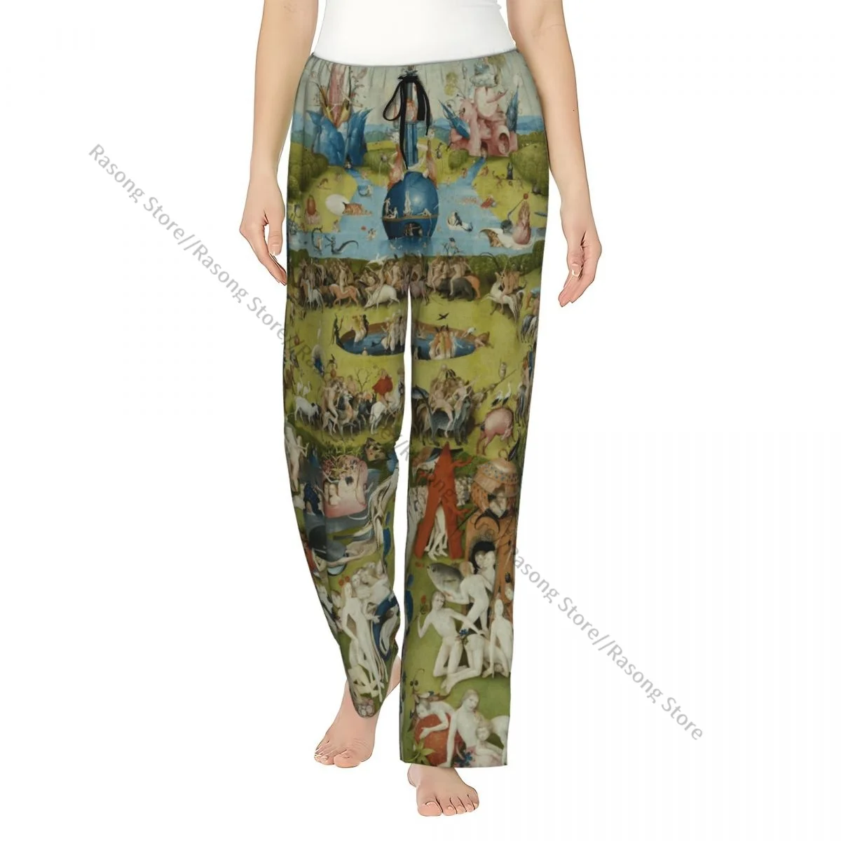 

Женские фланелевые брюки для отдыха, мягкие пижамные штаны «Сад земных наслаждений», зимняя одежда для сна