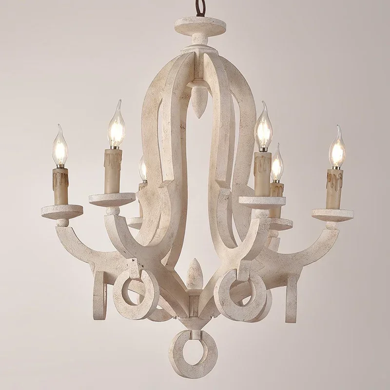 Nordic Chandelier Solid Wood Dining Room Lights Do Old Industrial Wind Retro Chandelier Home European Art Designer Bedroom Light