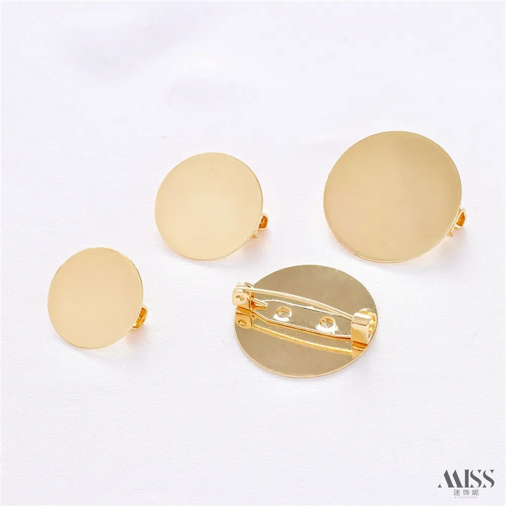 14K حقيبة ذهبية اللون الحفاظ على البلاتين نمط جوفاء صينية بروش حامل القرص دبوس زر DIY بها بنفسك الصدار اكسسوارات المواد