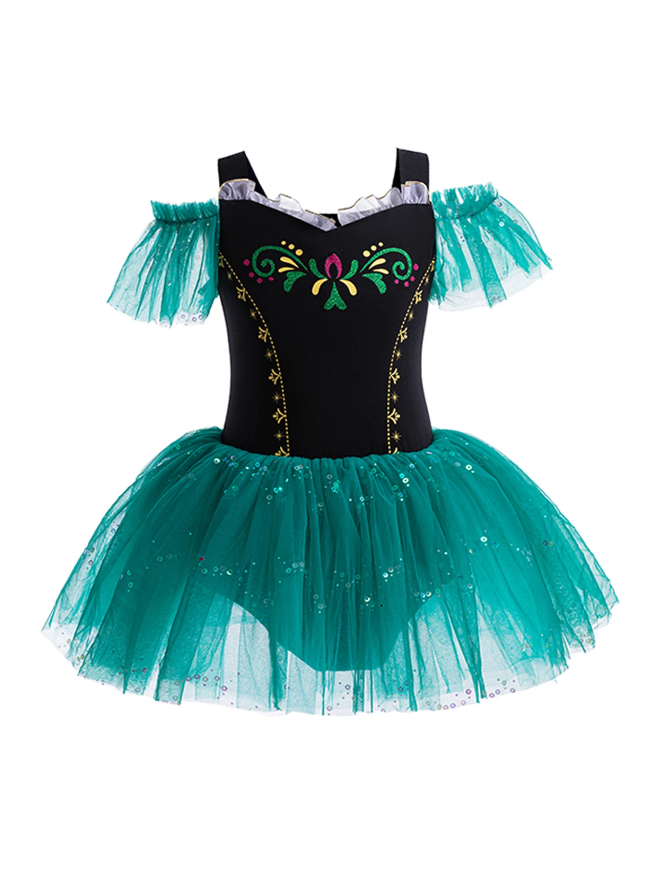 Anna Dress Baby Girls Princess Ballet Dress Short Sleeve Leotards Skirted Tutu Dancewear Halloween Christmas Party Fancy Costume