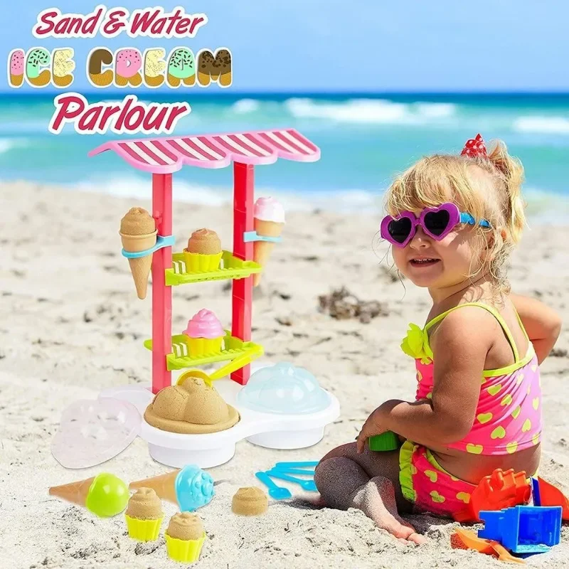 

Beach Sand Toys for Toddler Water Table Ice Cream Shop Kids Water Sand Activity Sensory Pretend Play Outdoor Playset for Girls