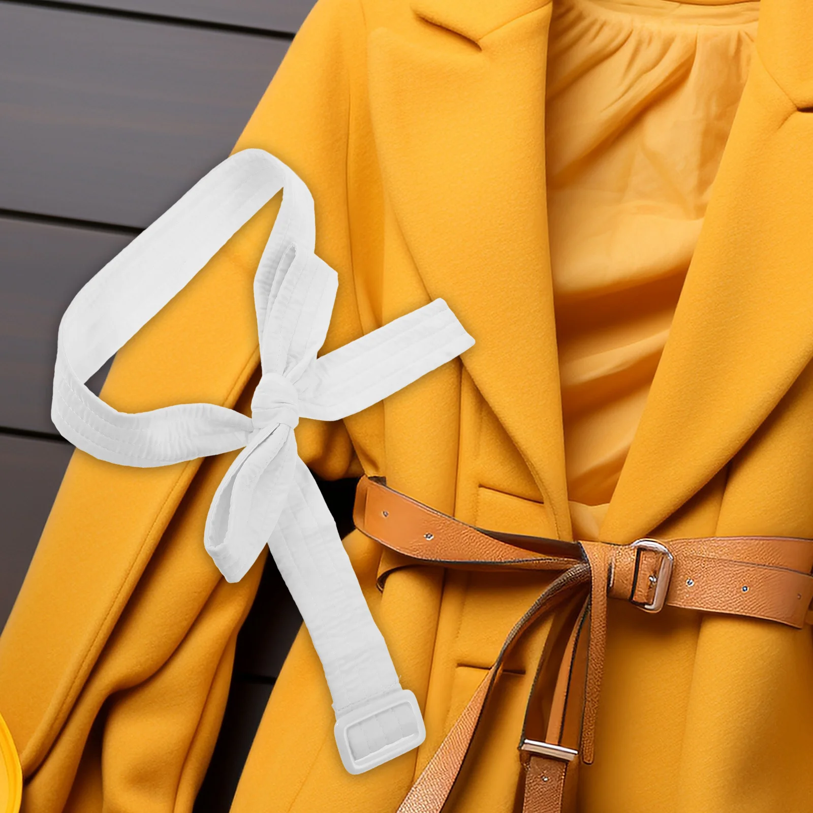 

Black Fabric Down Jacket Waistband Adjustable Fit Wide Replacement Belt for Women's Winter Coat Waist Cinching Fashion Accessory