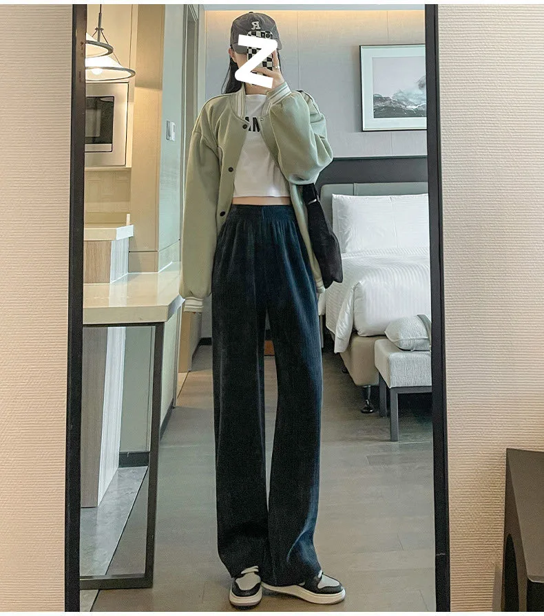 بنطال ذو قصة أرجل واسعة جيب بسحاب ملابس منزلية شتوية منقوشة من الصوف ملابس منزلية مرنة وظيفية وبطانة لطيفة مريحة متدفقة صالة مضلعة OL