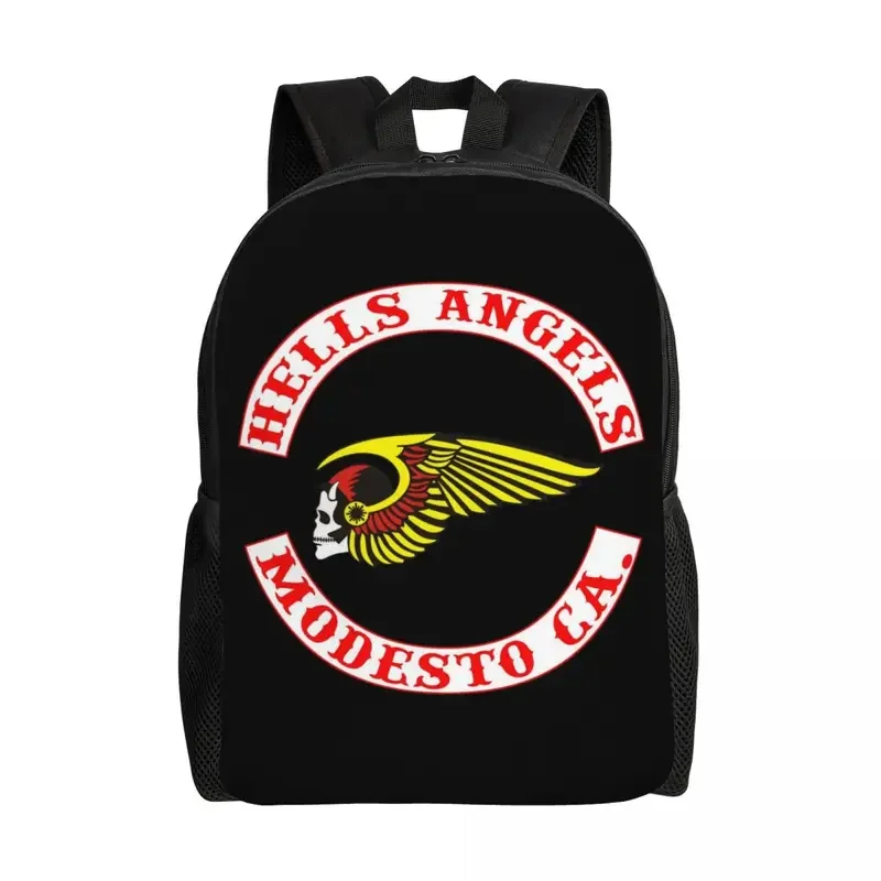 Mochila personalizada con logotipo de Hells Angels para hombres y mujeres, escuela universitaria básica para la bolsa de libros, bolsas de Club de motocicleta