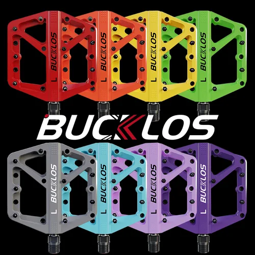 BUCKLOS Pedal de bicicleta antideslizante DU rodamiento pedales de bicicleta de carretera de montaña ultraligero Nylon MTB ciclismo Pedal plano accesorios de bicicleta