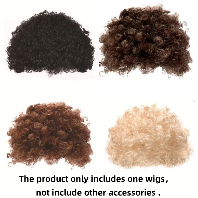 Unisex Curly Hair Synthetic Wigs Hat Disco Hippie Rock Punk Style Afro Wigs Mens Women Party Halloween Cosplay Wigs Headcover