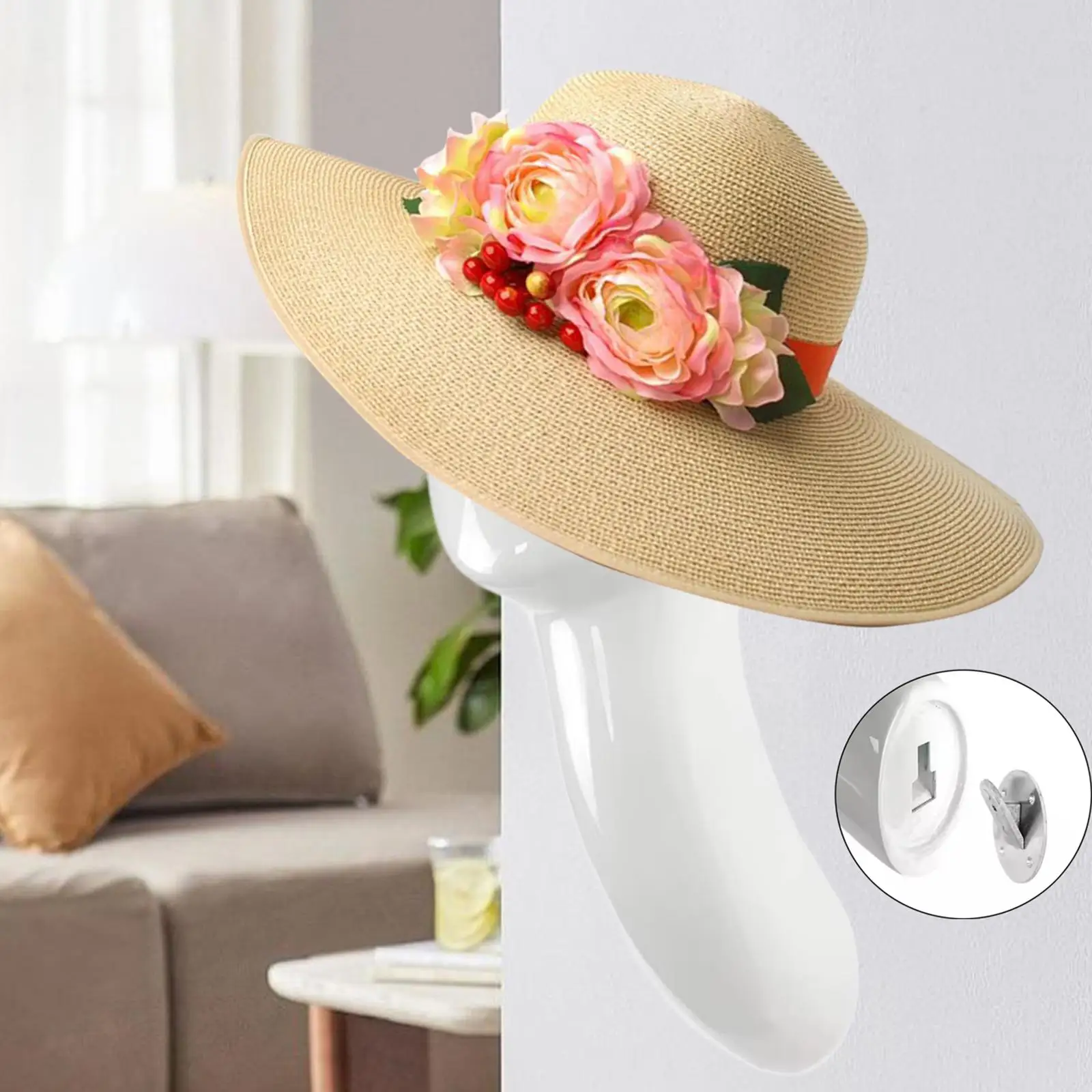 Wall Mount Wig Display Stand Sturdy Mannequin Head Fabrics Head Wig Stand for Headwear Wig Hats Retail Shops Home Salon