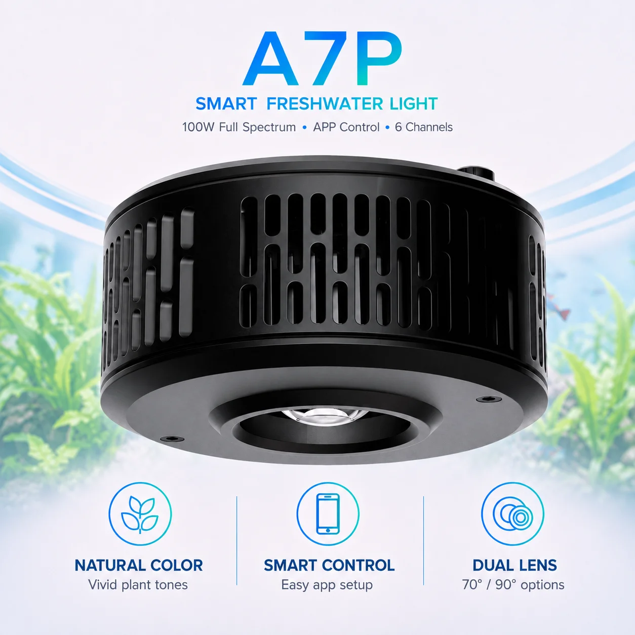 Planted Aquarium Freshwater - AIPAI A7P 100W WIFI Pełnospektralna lampa