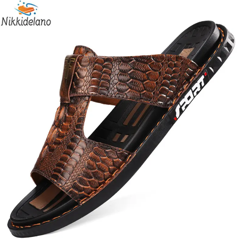 Men Slippers Summer New Style Men\'s Beach Sandals Leather Soft Bottom Leisure Men Shoes Sandals Zandalias Para Hombre Verano