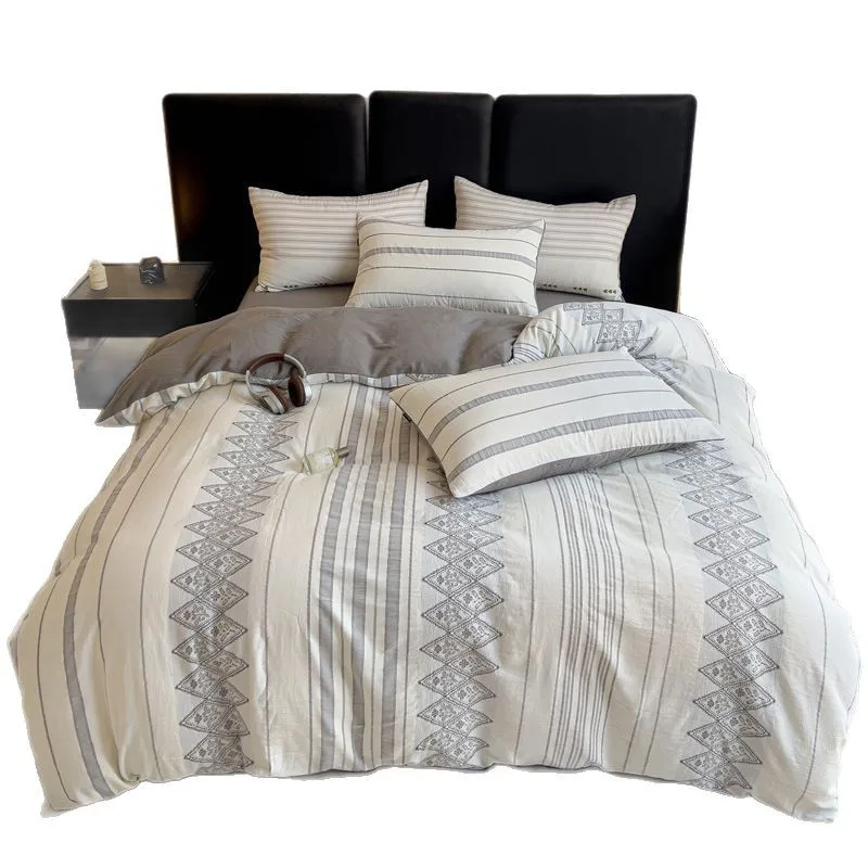 

cotton pure cotton jacquard bedding, four-piece set of high-end pure cotton quilt cover bed