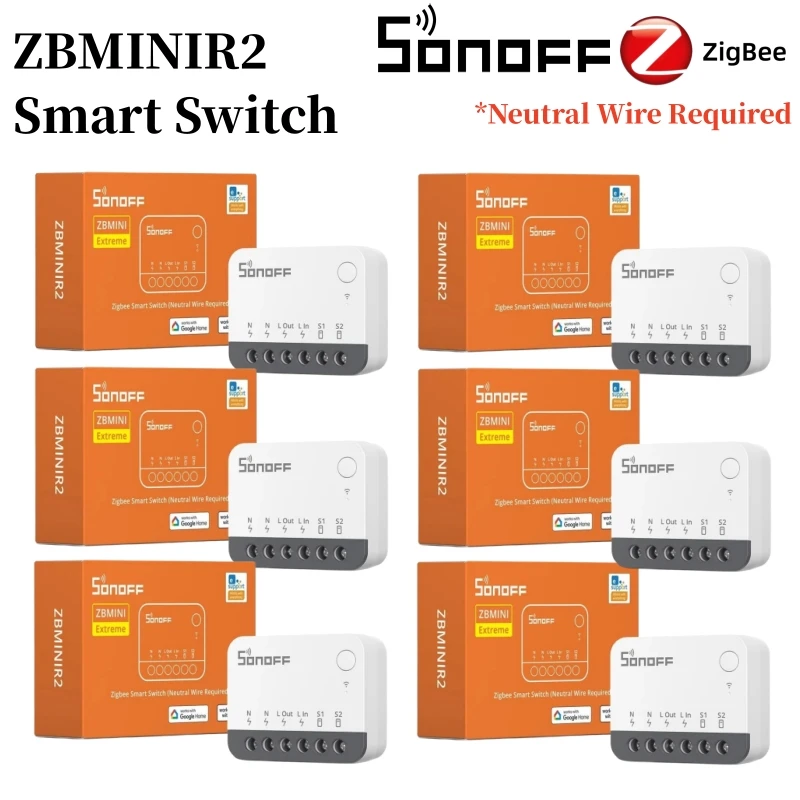 1-10pcs SONOFF ZBMINIR2 Extreme Zigbee 3.0 Smart Switch Detach Relay External Switch Control Safe&Smart Support Voice Control