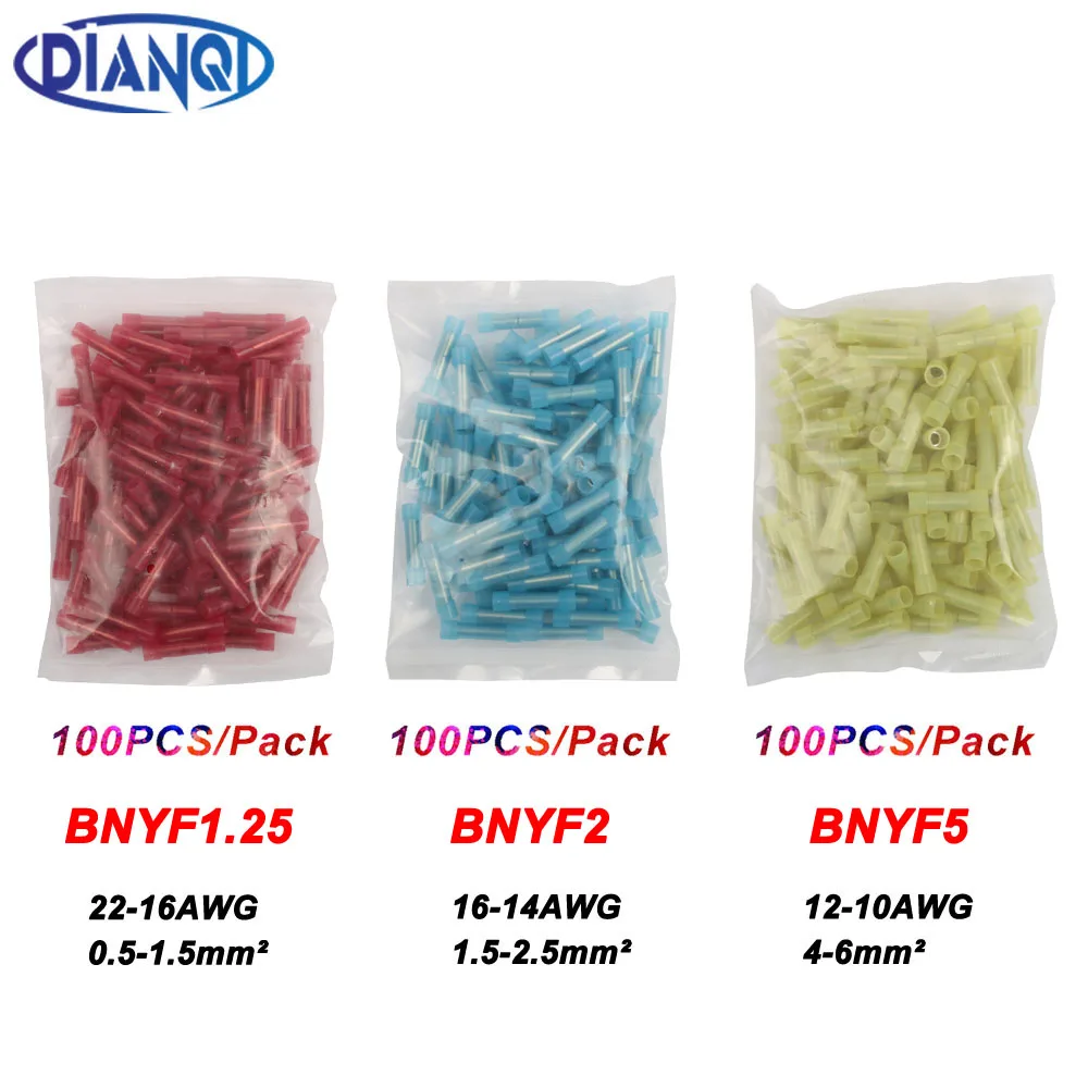 BNYF1.25 Cold pressed,Long Full Insulated Middle Joints Nylon brass Splice Connectors 100PCS terminal AWG22-16 0.5-1.5mm2 BNYF