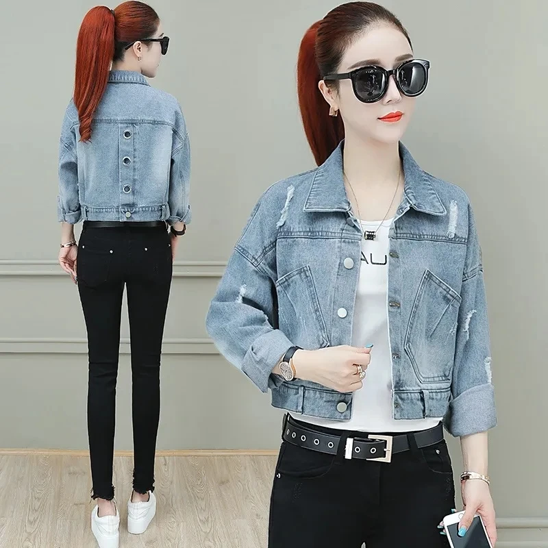 

Spring Autumn Jeans Jackets For Women's Wild 2022 New Denim Coats Tops Short Vintage Jean Denim Jacket Woman Basic Coats Bomber