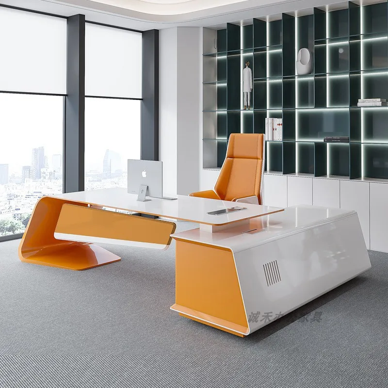 Conference Work Office Desk Filing Cabinets Minimalist Modern Office Desk European Unique Boss Wooden Bureau Home Furniture