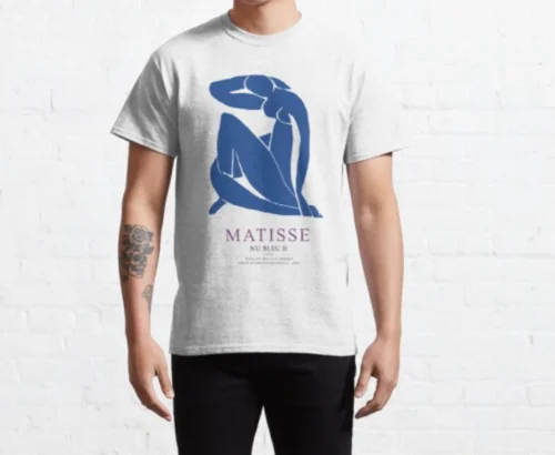 Matisse-camiseta azul e nua, 100% algodão premium