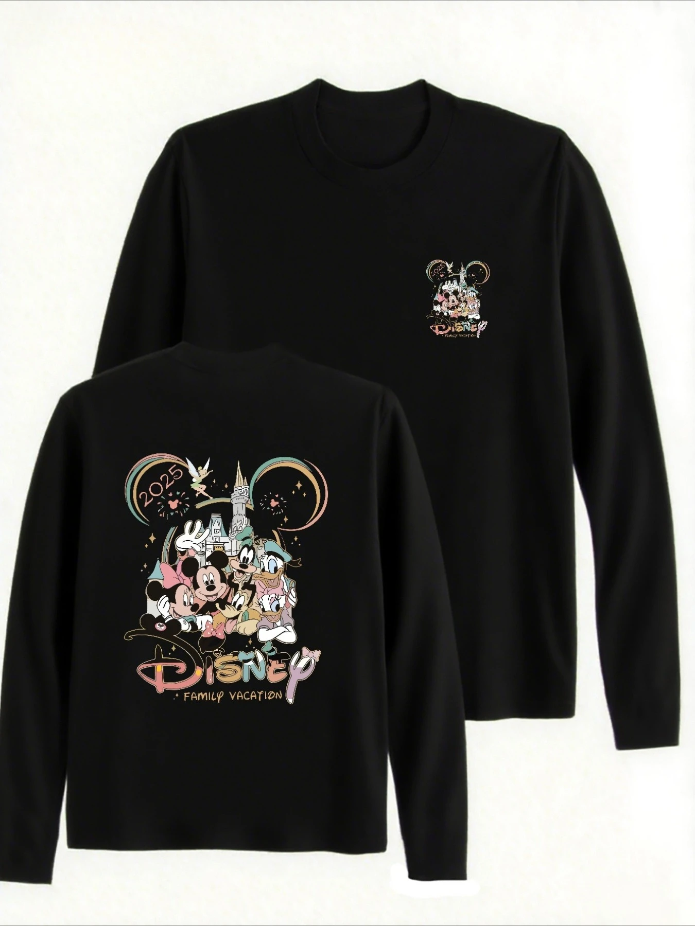 2025 Disney Family Vacation Sweatshirt Men's and Women's Round Neck Long Sleeve Pullover Tops Autumn Casual Female Hoodies