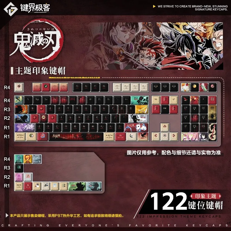 

Периферийные компьютерные аксессуары Demon Slayer, колпачок для клавиатуры, PBT, аниме, периферийные устройства, колпачок для клавиатуры Tanjiro, подарок на день рождения