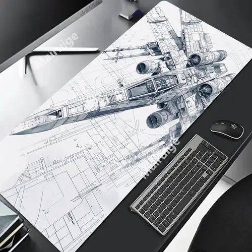 Imagen 2 del producto Alfombrilla de ratón modelo de avión, alfombrillas grandes para mesa de juegos de oficina y ordenador, alfombrillas de ratón antideslizantes de goma XXL para teclado de juegos, alfombrillas de escritorio largas