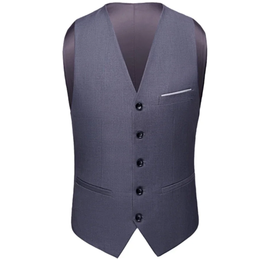 

Men Business Gentleman V Neck Slim Fit Groomsman Waiter Vest / High Quality Urban Slim Solid Color Suit Waistcoat