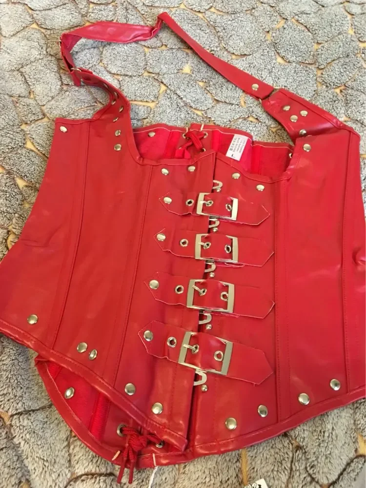 Corsetti Steampunk in ecopelle Halter Corsetto sexy Top Donna Gilet gotico Corsetto Vita Trainer Sottoseno Bustier Plus Size