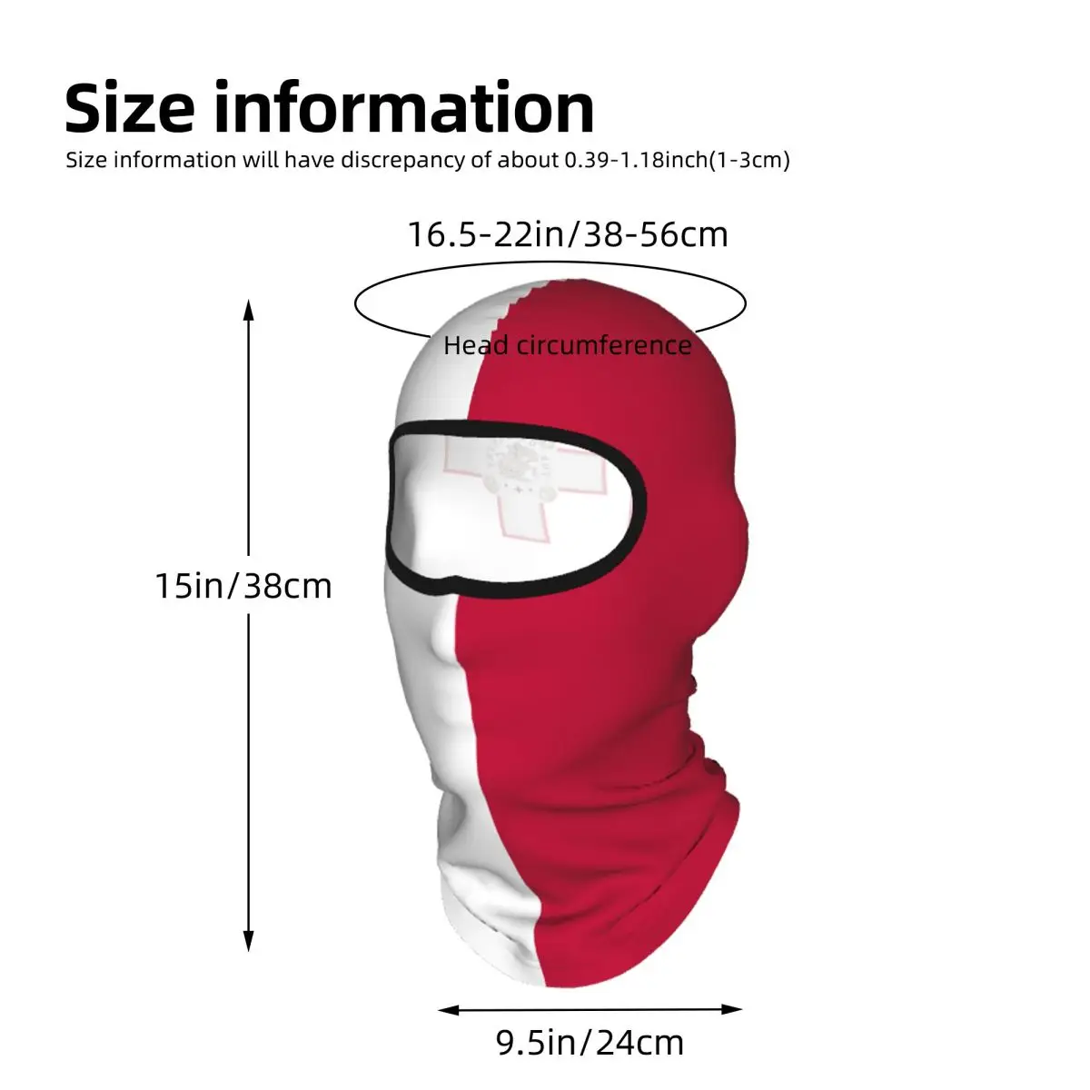 Malta Flag Balaclava Full Face Mask Breathable Motorcycle Winter Warm Full Cover Caps Neck Windproof Dustproof Cycling Caps