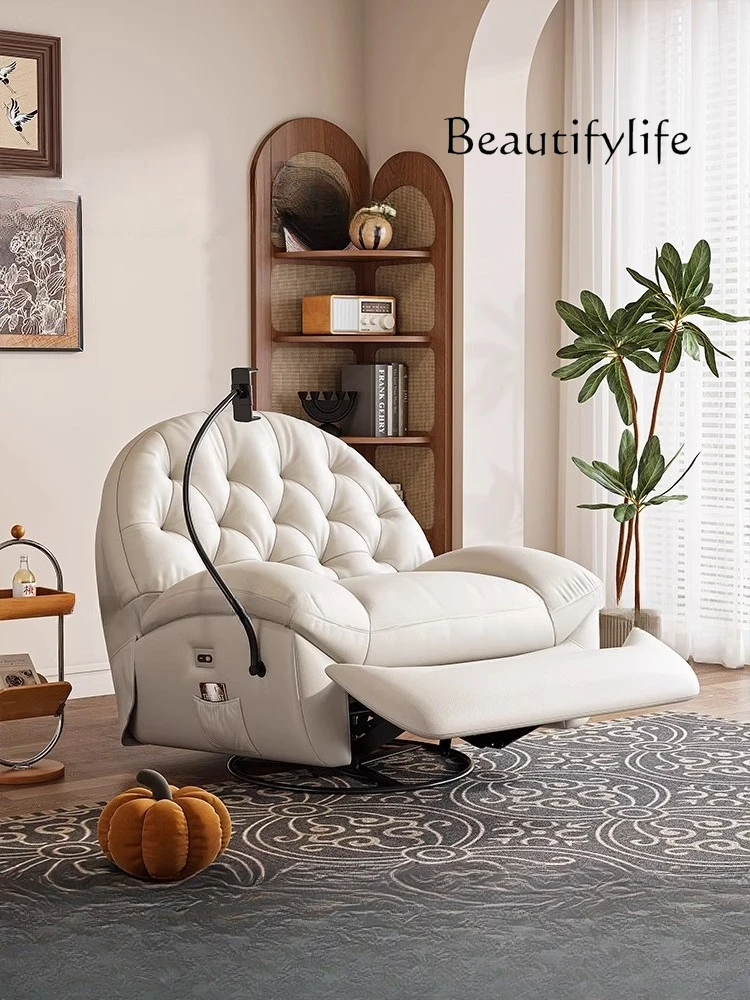 

Multifunctional Electric Single Sofa Chair Living Room Balcony Leisure Chair Retractable Leather Lounge Chair