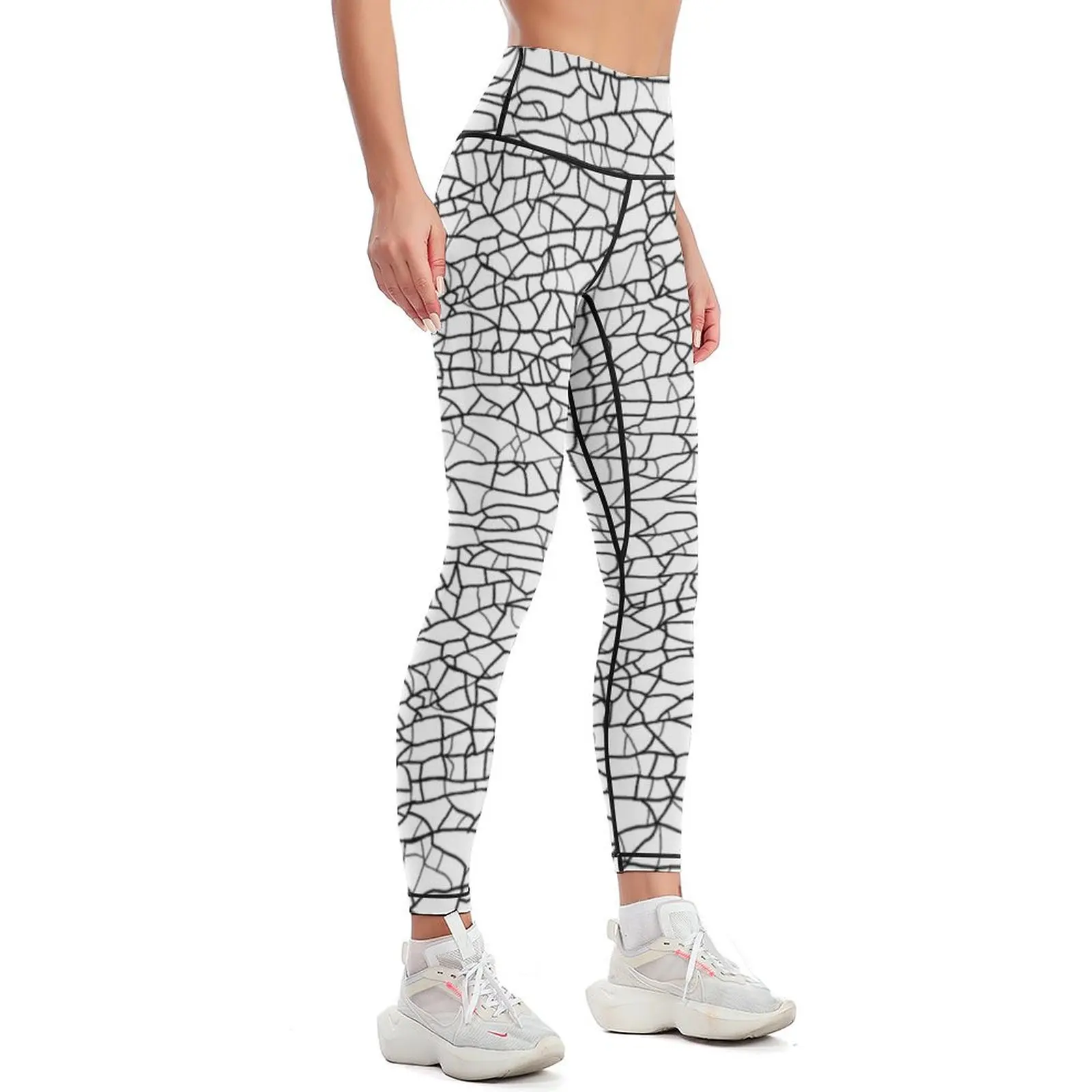 Black and White Cracked Glass Pattern Leggings jogging pants push up tights for Womens Leggings