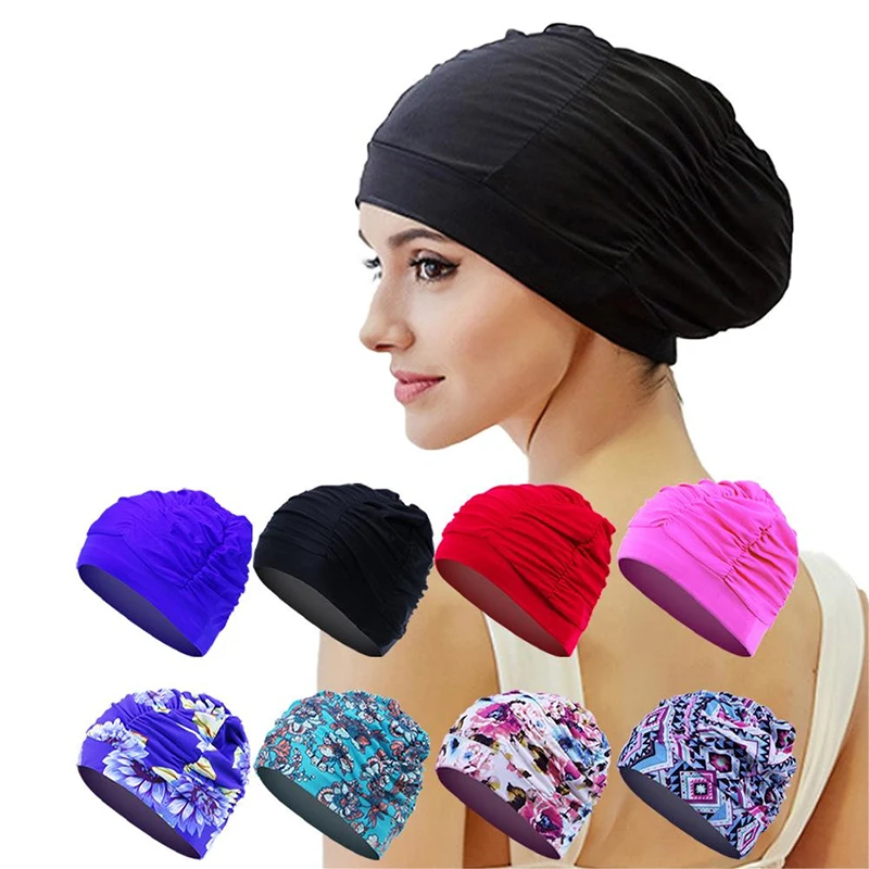 

Swimming Hat Women Unisex Girls Long Hair Bathing Cap Swimming Cap Stretch Drape Free Size Swim Pool Sport Elastic Nylon Turban