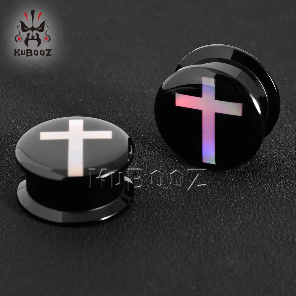 KUBOOZ Klasyczne Akrylowe Tunele do Uszu 2SZT Rozciągacze Ekspandery Rozmiary Biżuteria do Ciała Kolczyki Piercing - Wzór z Efektem Odbicia — zdjęcie 5
