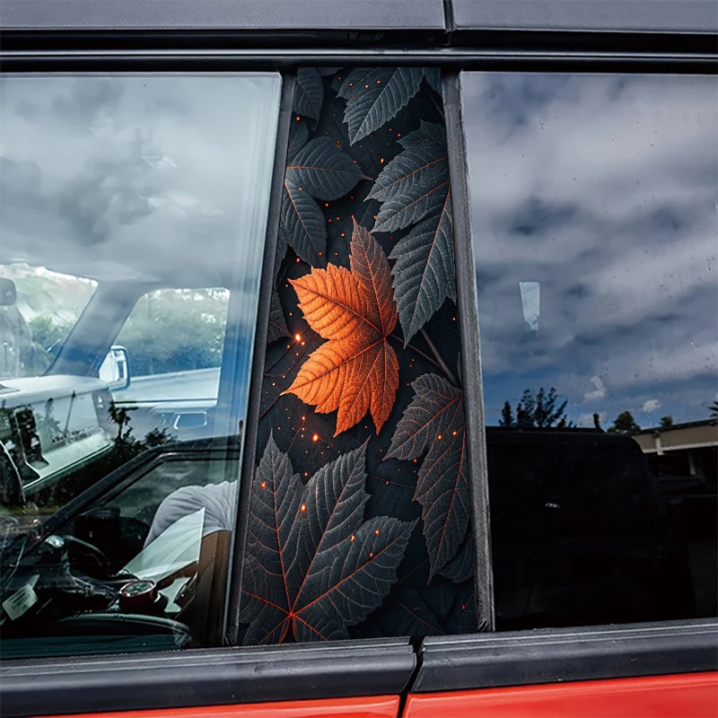 

2 pieces of automotive center pillar stickers Maple Leaf Protective film, scratch-resistant stickers