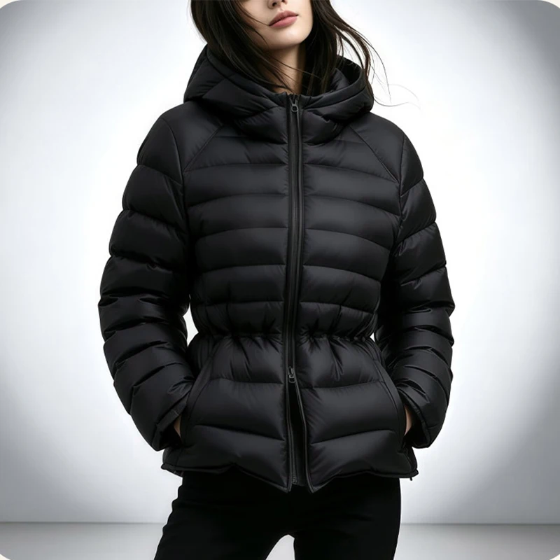 Winter Waterproof Thick Zipper Down Jacket Female Hooded Warm Down Jacket Women White Duck Down Puff Fluffy Drawstring Outwears