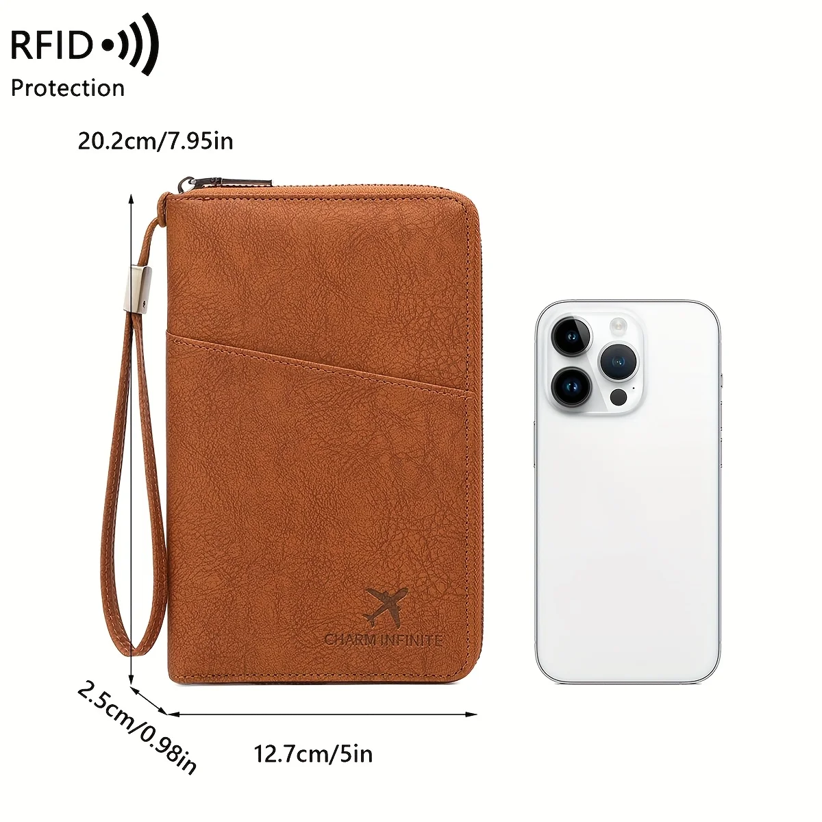 탈부착 가능한 스트랩이 있는 다중 수납 여행용 정리함, 여권, 티켓 및 서류 지갑을 위한 안전한 지퍼 잠금