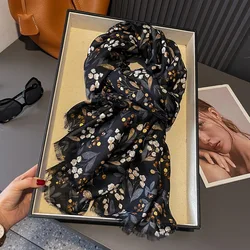 Breathable Polka Floral Viscose Soft Scarf Boho Chic Thick Fringe Shawl for Women Perfect for Travel & Casual Muslim Hijab 2024