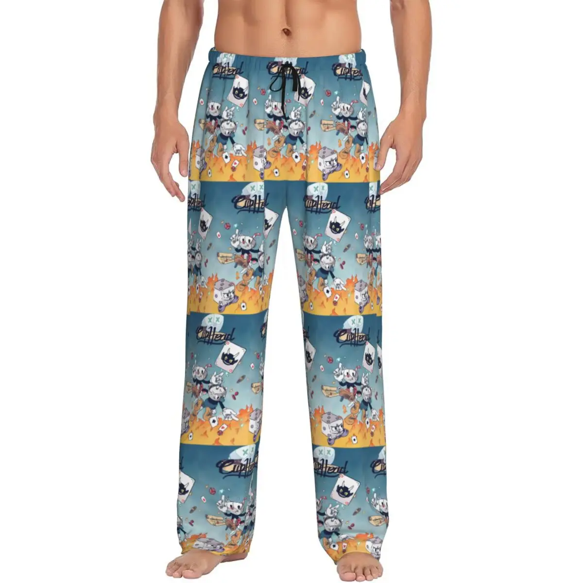 

Custom Print Cupheads Pajama Pants Men Mugman Game Sleep Sleepwear Bottoms with Pockets