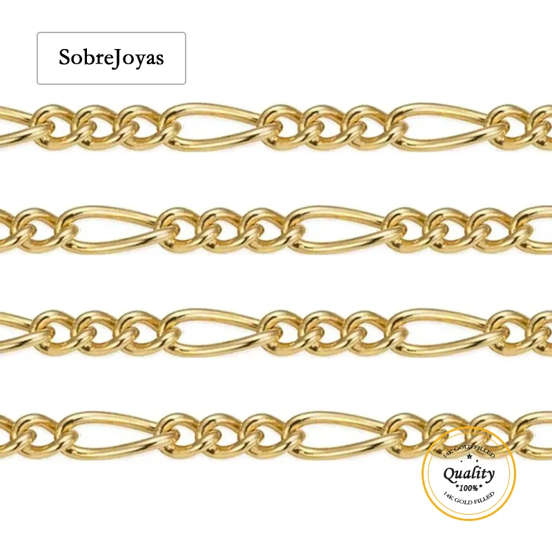 

14K Gold Filled 2.4mm Figaro 3+1 Chain Unfinished Necklace Wholesale Gold jewelry Minimalist Gold Filled Chain DIY Jewelry