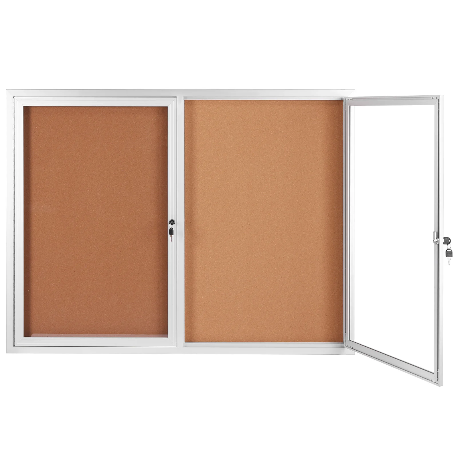 

Outdoor Lockable Display Case Aluminum Frame Enclosed Cork Board with Glass Locking Door for School Office Classroom Commercial