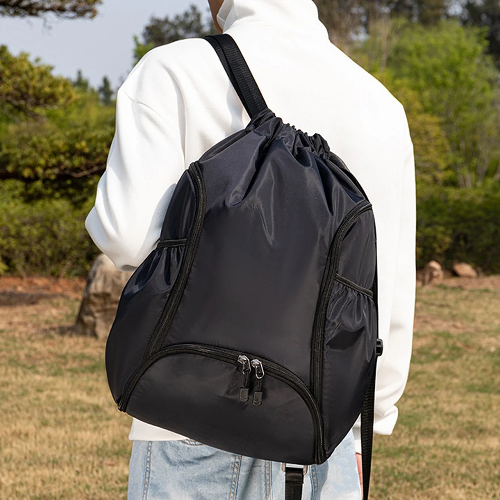 

Large Capacity Basketball Backpack Waterproof Exercise Bag Portable Drawstring Closure Gym Backpack With Separate Compartment