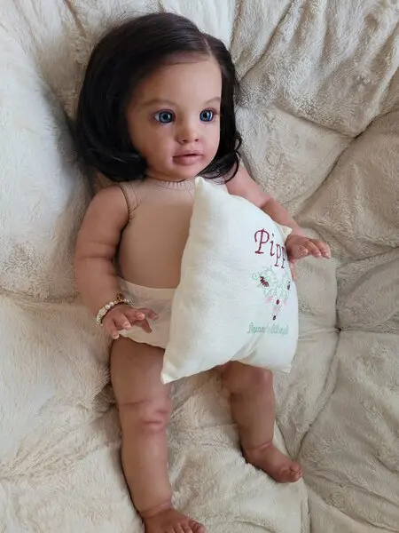 FBBD Artist Painting 26''Reborn Baby Doll Pippa Without Dress With Black Hair Already Finished doll Toys For Children