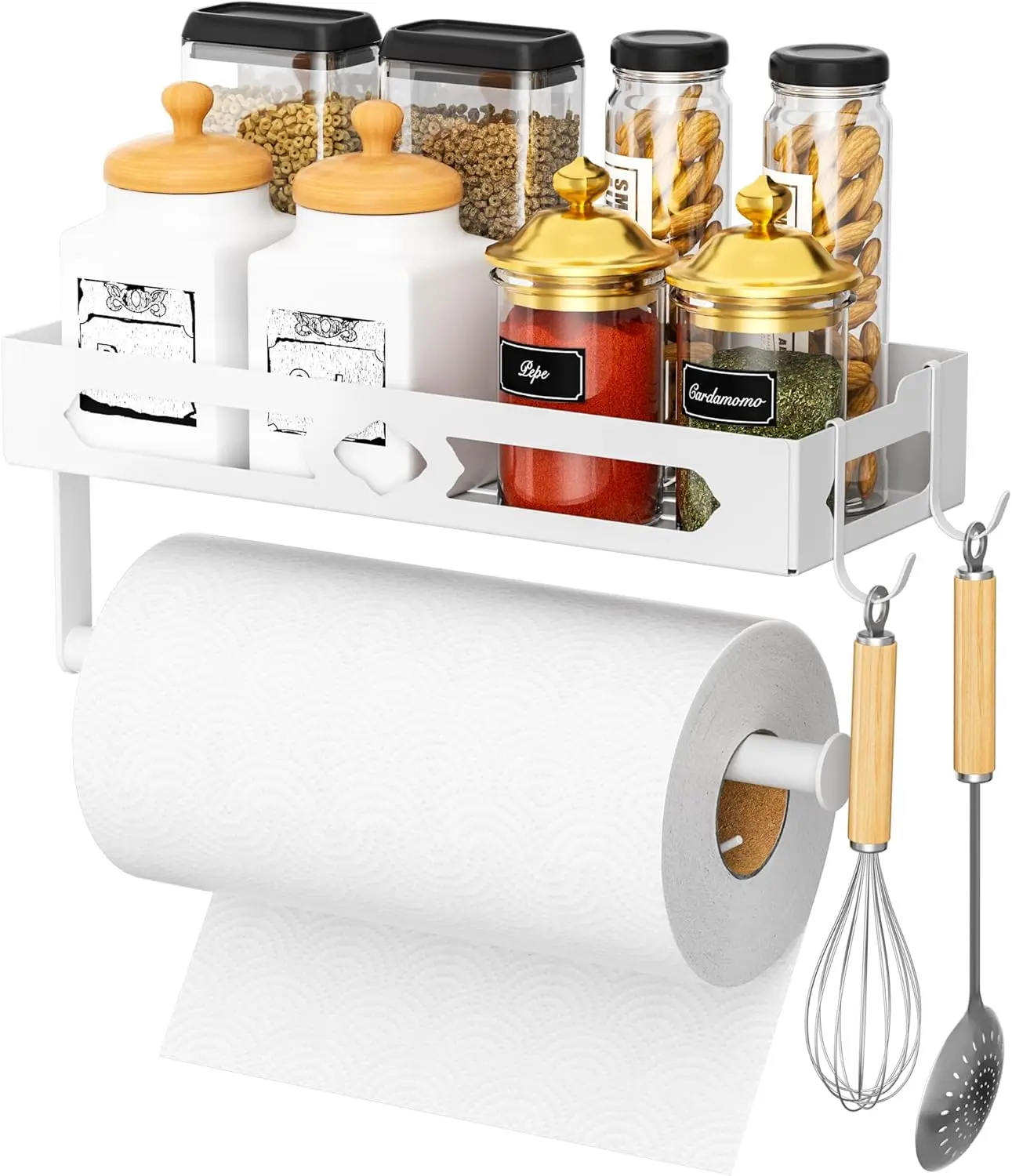 

Настенный держатель для бумажных полотенец с полкой и съемными крючками для кухни или ванной комнаты, легкое отрывание одной рукой