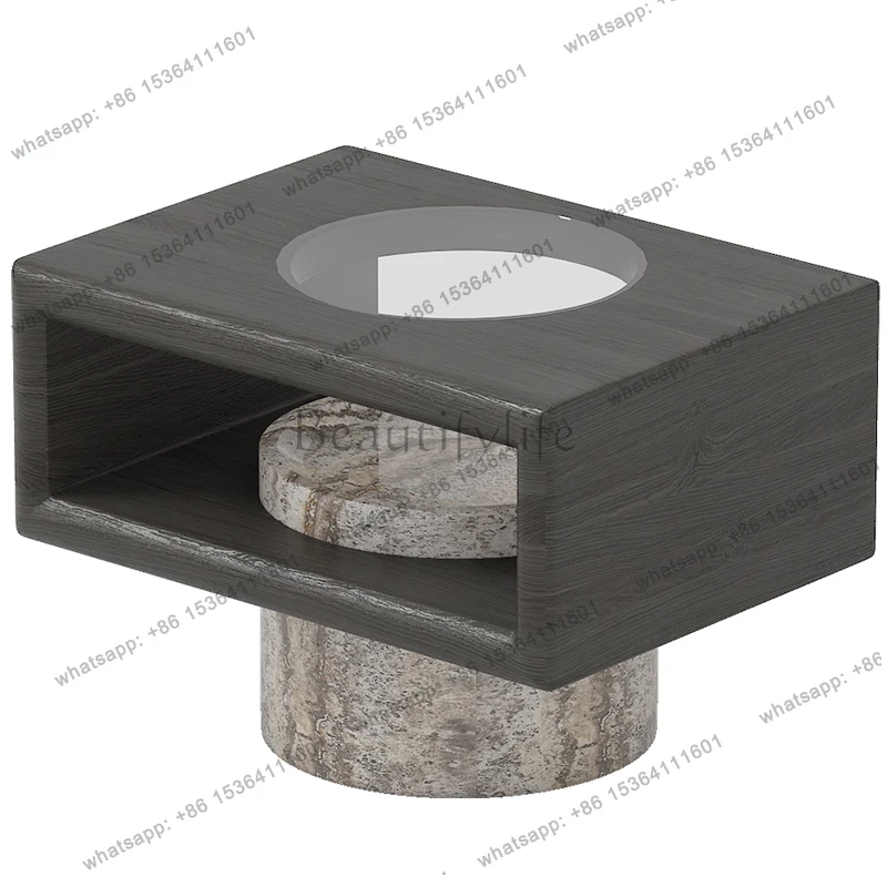 

Italian Minimalist Nightstand, Natural Marble & Glass Panel Bedside Table, Open Storage & Easy Clean, Eco-Friendly Modern Design