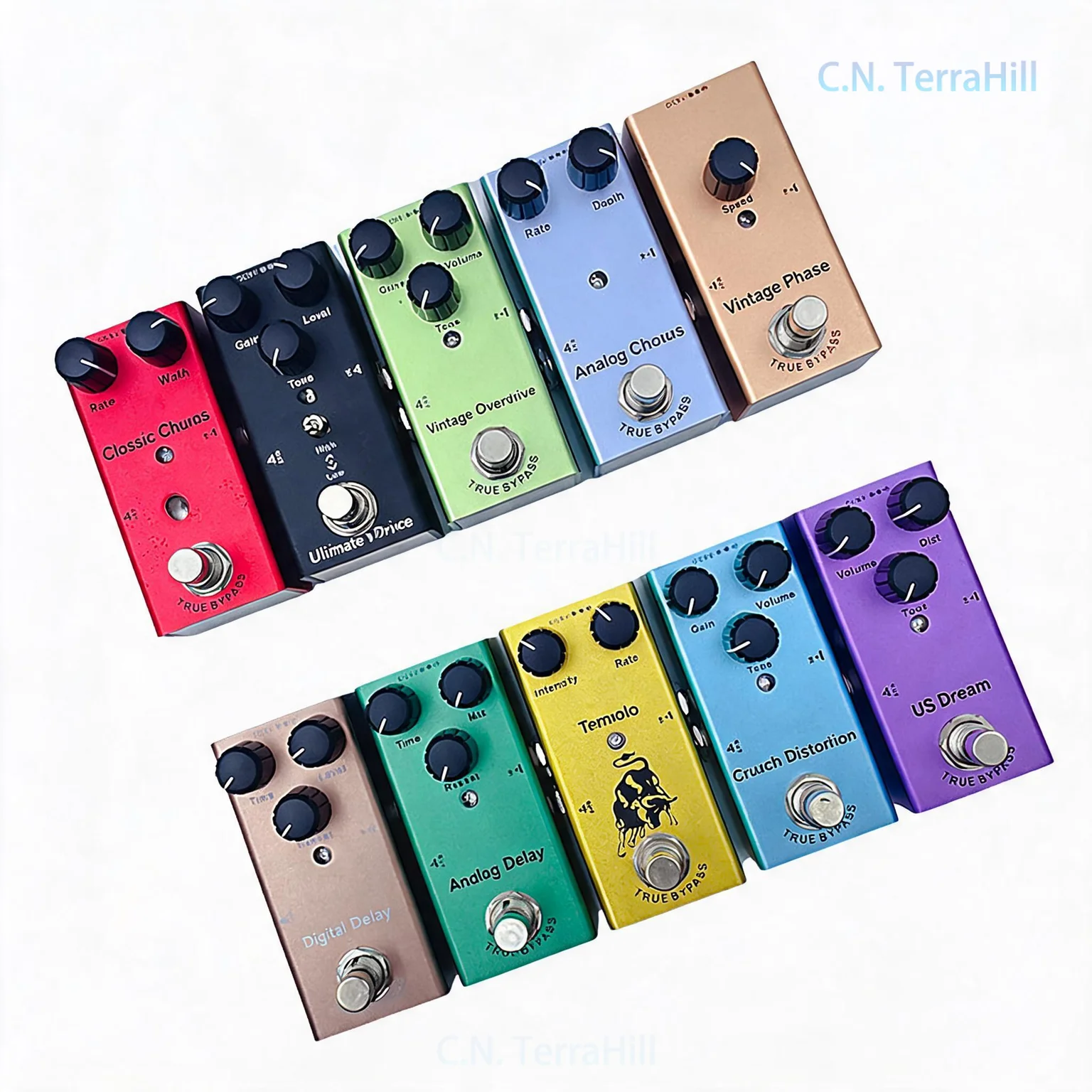Electric Guitar Effects Pedal with 10 Effects, Mini Portable Distortion Delay Chorus Tremolo Amp Simulator