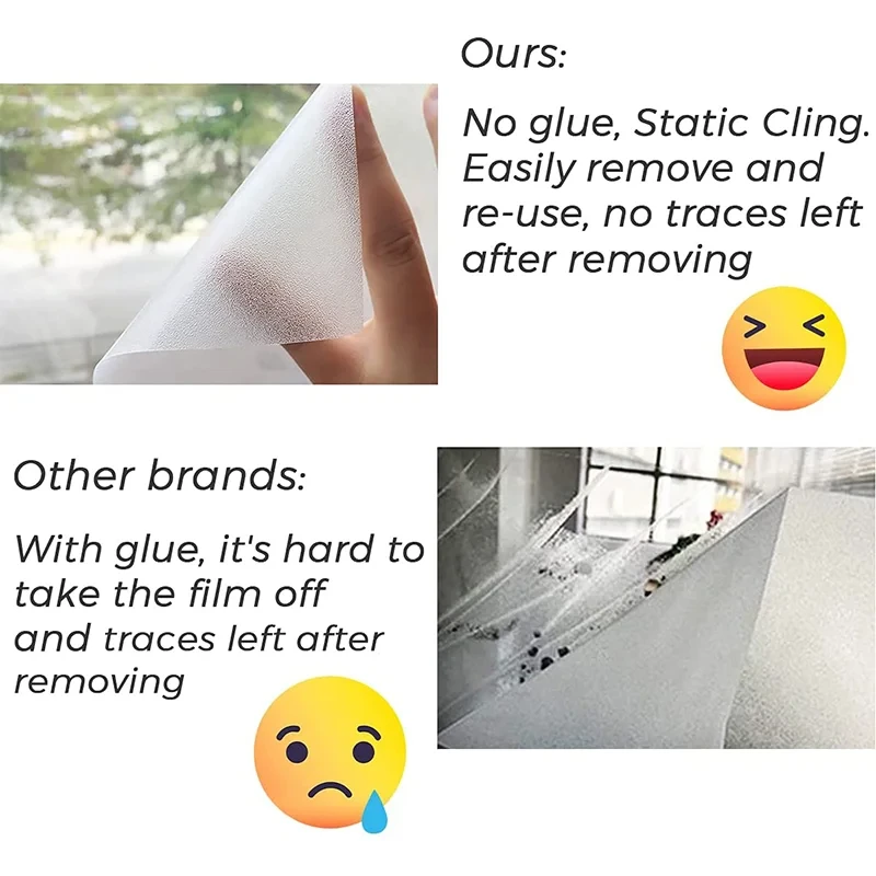 Frosted Static Cling Window Privacy Film No Glue Pure Matte Window Film For Office Bathroom Shower Door Screens Glass Stickers