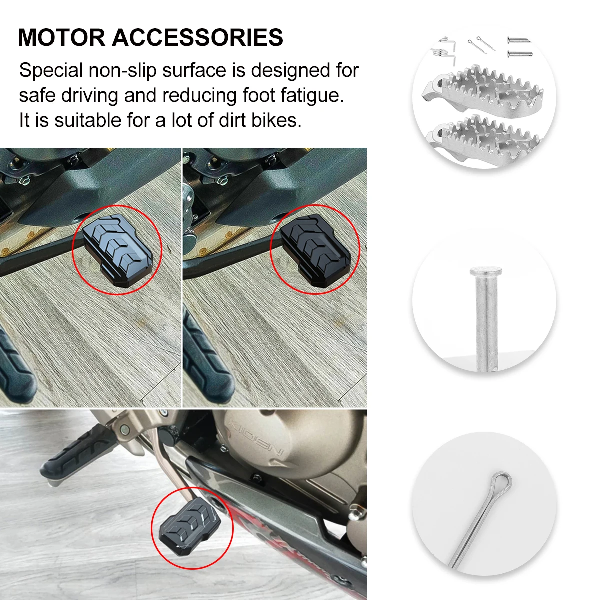 

2pcs Stainless Steel Foot Pegs Dirt Bike Footrest Pedals Motorcycle Accessories Black Durable Replacement For Off Road