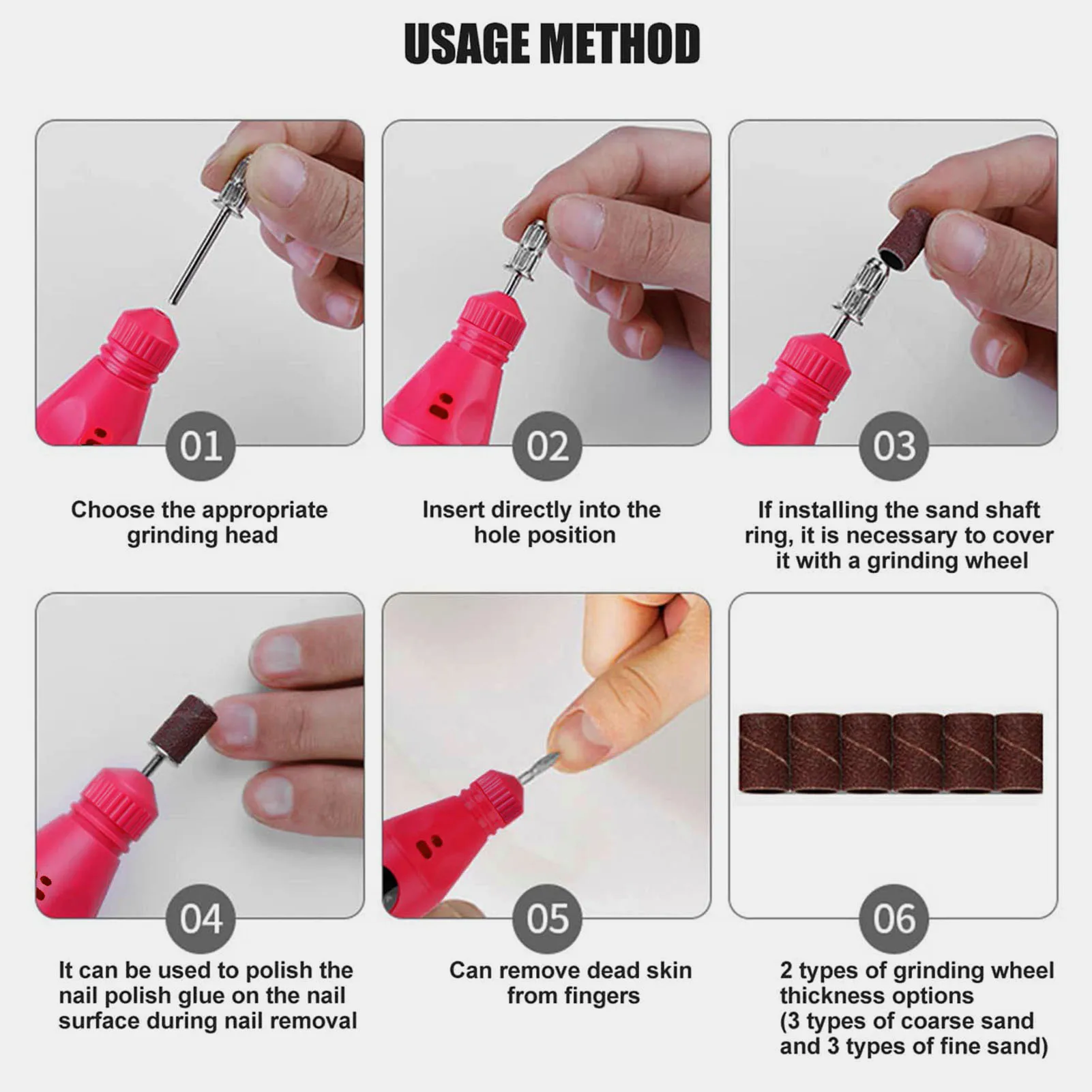 Elektryczny pilnik do paznokci, przenośne narzędzie do manicure i pedicure do paznokci akrylowych, usuwania żelu, polerowania, modelowania, pielęgnacji skórek, 13,8 cm