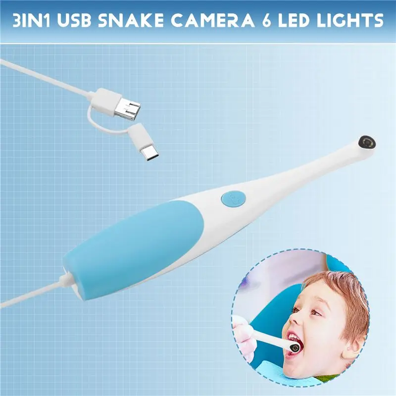 COME For Android Phone For PC Compatible Handheld Endoscope Type-C Inspection Borescope 3 In 1 USB Snake Camera 6 LED Lights