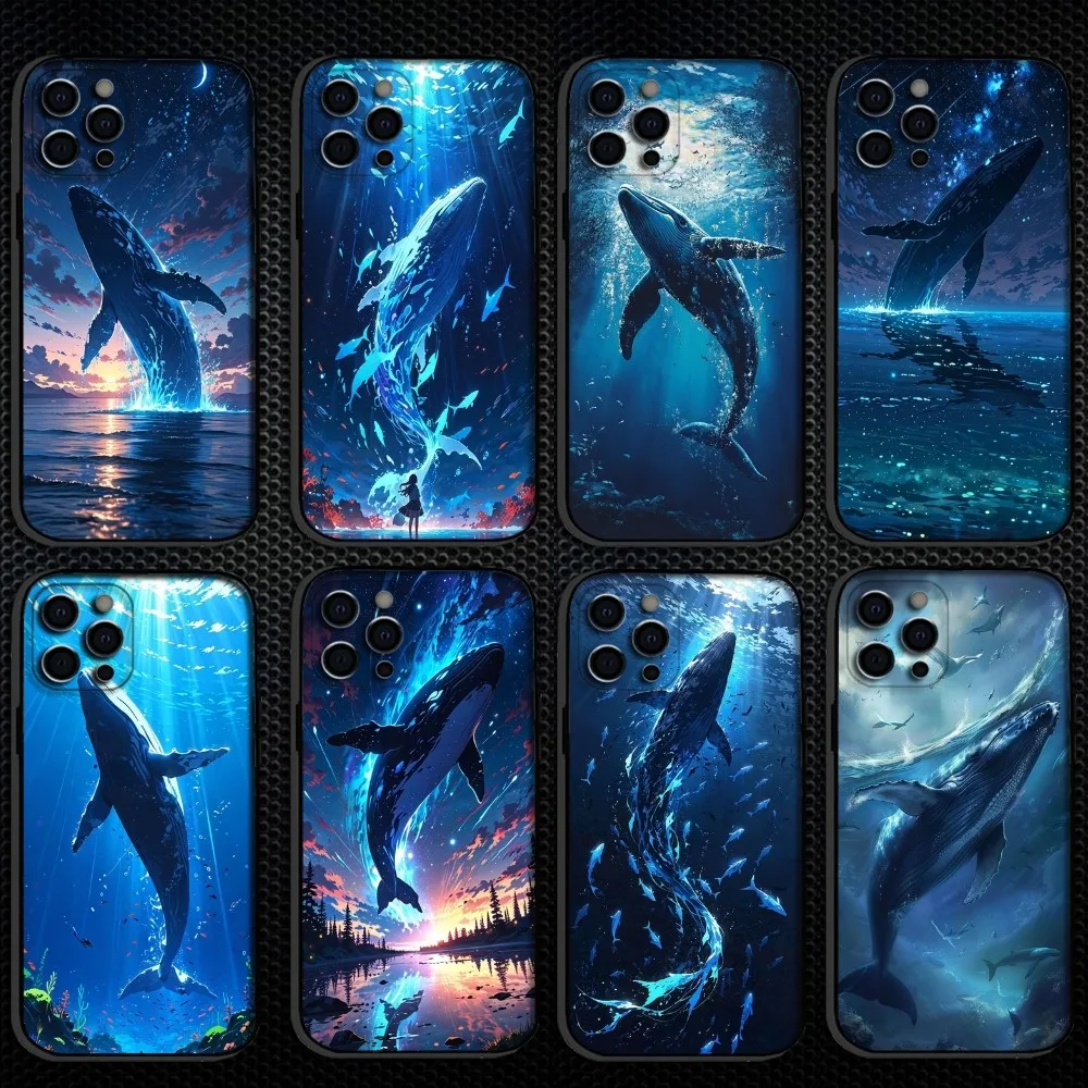 

Deep sea whale Phone Case For iPhone 16,15,14,13,12,11 Plus,Pro Max, Soft Silicone Black Cover