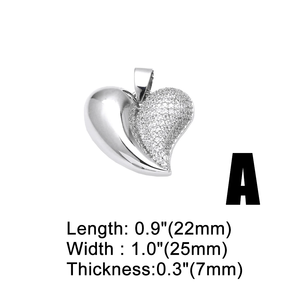 OCESRIO Fashion White Crystal Silver Color Heart Pendant for Necklaces Copper Gold Plated Jewelry Making Supplies pdtb658