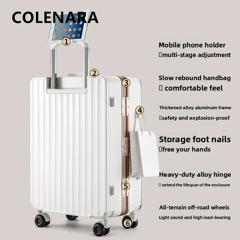 COLENARA Aluminiumrahmen-Koffer Robuster und Langlebiger Bordkoffer 20"22"24"26"28 Zoll Großvolumiger Trolley-Koffer Reisekoffer
