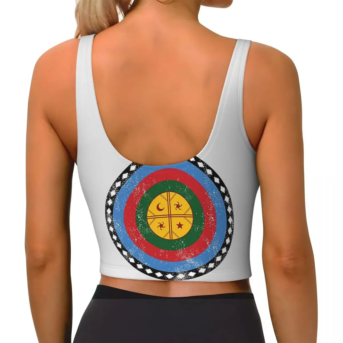 Custom Mapuche Sign Symbol Graphic Women Sports Bras High Impact Vest Gym Workout Yoga Crop Tank Top