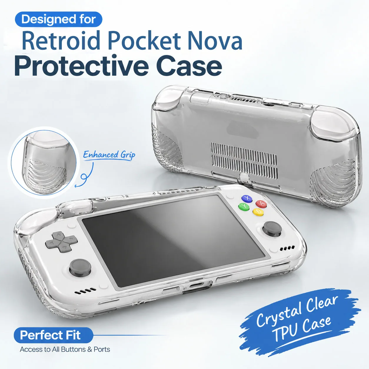 For Retroid Pocket NOVA Game Case Console Clear TPU Protective Case Gaming Handheld Rubber Shell Anti-Scratch Anti Drop Cover